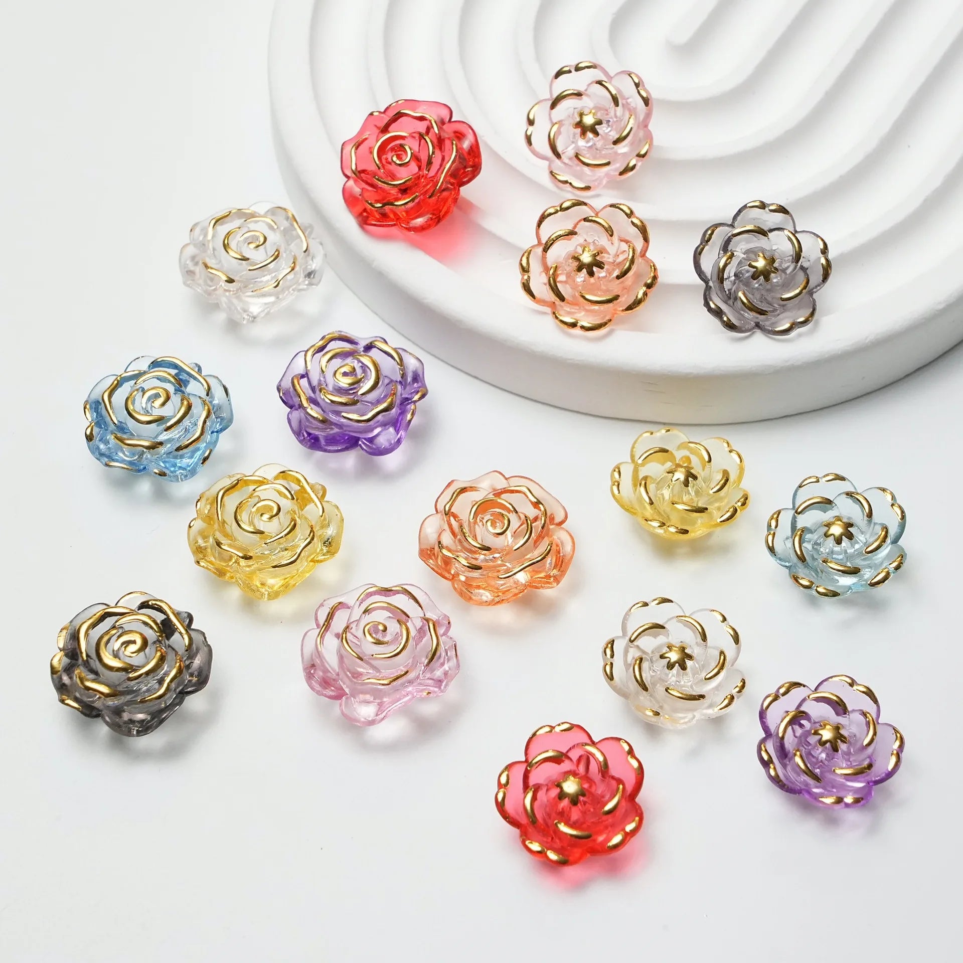 JC Fashion Jewelry Diy Beads & Accessories 100pcs/bag 18mm 19mm Flower Beads with Hole Rose Flower Acrylic Bead