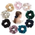 SongMay 100% Silk Solid Color Hair Scrunchies (9 Colors) European & American Style Luxury Hair Accessories for Women