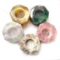 Hot Sale Natural Polishing Candle Holder Hand Carved Crystal Craft Rose Quartz Candlestick for Decoration
