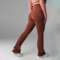 Custom Logo Yoga Pants Plus Size Soft Scrunch Butt High Waist Wide Leg Solid Polyester Spandex Workout Gym Fitness Flare Yoga