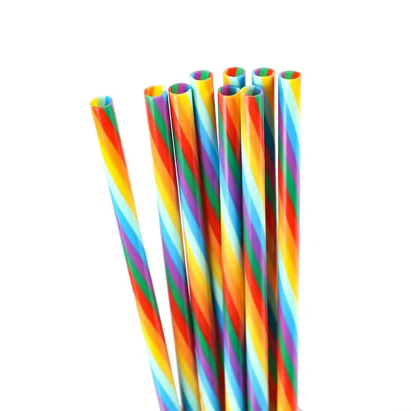 Rainbow Customized Color Eco-Friendly Food Contact Safe Reusable Plastic Drinking Straws for Iced Coffee Bar Accessories