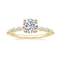 Women's 925 Silver 18K Gold Plated round Cut 6.5MM 1CT Half Engagement Wedding Ring Classic Style Bridal Jewelry for Parties