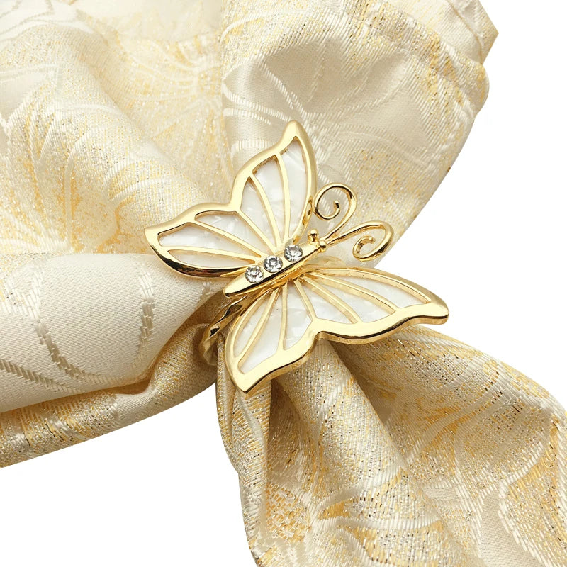 Hot Sale Luxury Napkin Ring Holder Metal Butterfly Design With Crystal for Weddings Parties Christmas New Model Table Camping