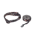Printed Dog Collar and Leash Set - Adjustable Neckband with 1.5m Lead Matching Harness for Medium Dogs Walking Gear