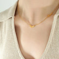 NS1338 Non Tarnish Gold Plated Stainless Steel Love Heart Couple Necklacevalentines Gift Roman Number Double Circle Necklace
