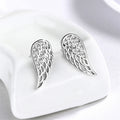 New Trendy 925 Sterling Silver Rhodium Plated Angel Wing Diamond Zircon Stud Earrings