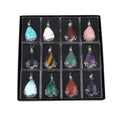 Wholesale Raw Crystal Rough Stone Amethyst Opal Black Agate Tear Drop Druzy Pendant for Women Gift