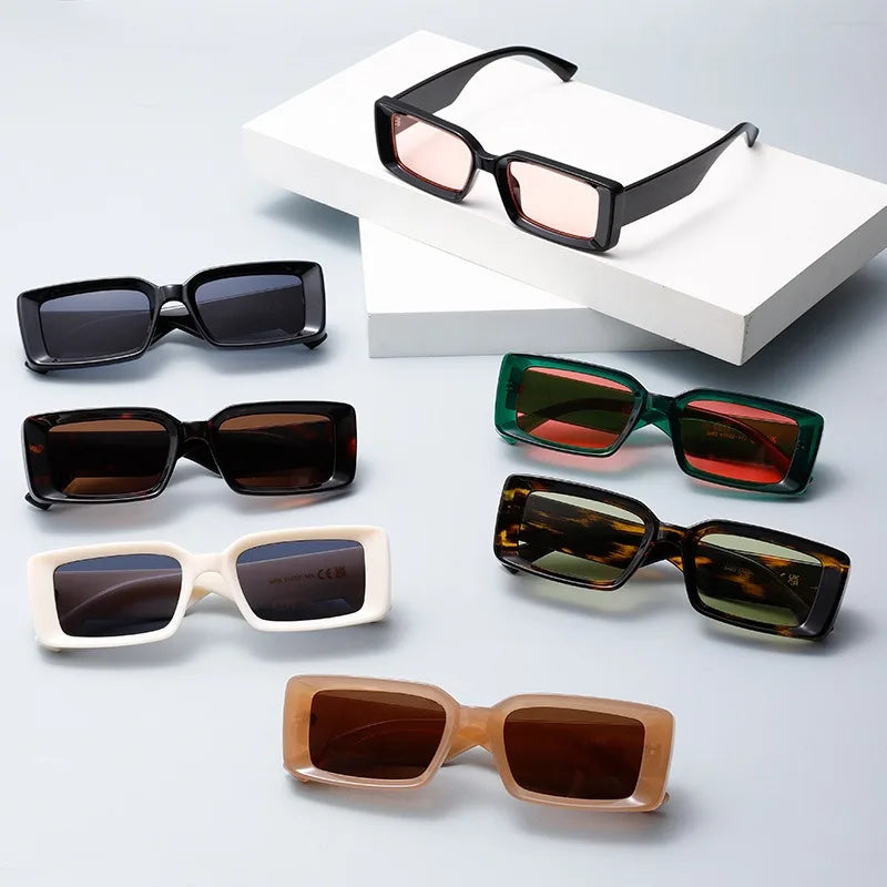 Style Wholesale Retro Fashion Trend Personality Wide Leg Shades Sun Glass Small square Frame Uv400 Sunglasses for Ladies Women