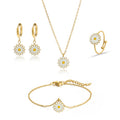 Women's Stainless Steel Jewelry Set Chrysanthemum Daisy Gold Plated Link Chain Earrings Bracelet Animal Shape Pattern Gift