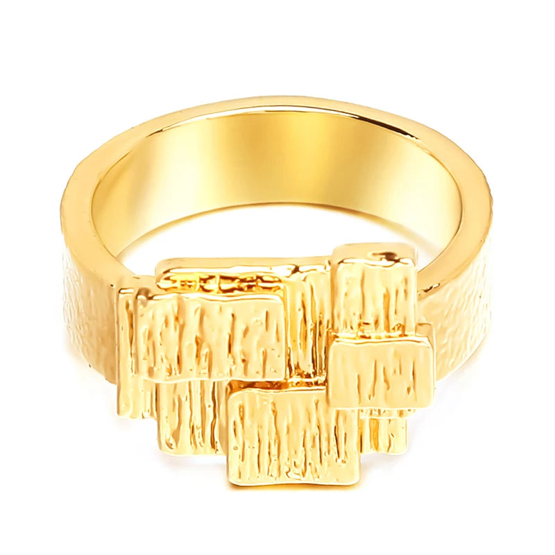 European and American Fashion Accessories Gold Punk Ring for Ladies Gold Geometric Wedding Bands Finger Rings