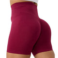 Lanyu Custom High Waist Yoga Shorts Seamless Scrunch Butt Biker Workout Leggings for Women Adult Size Plaid Pattern