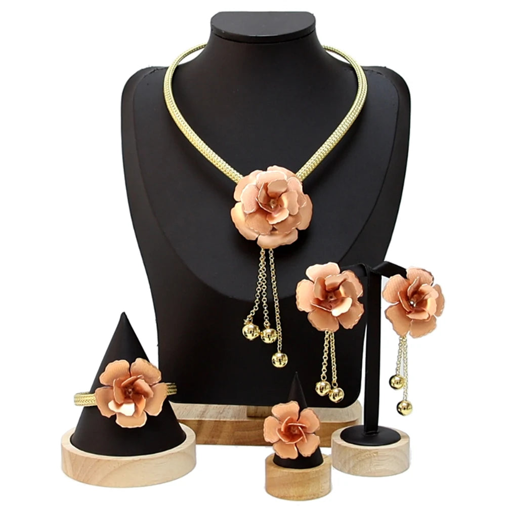 MEIZI Jewelry Newest Dubai Gold Plated Necklace Jewelry Set Wedding Banquet Costumes