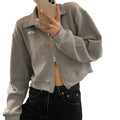 Wholesale Custom Waffle Knit Hoodie Long Sleeve Zipper Women's Hoodies and Sweatshirts Crop Top Hoodie