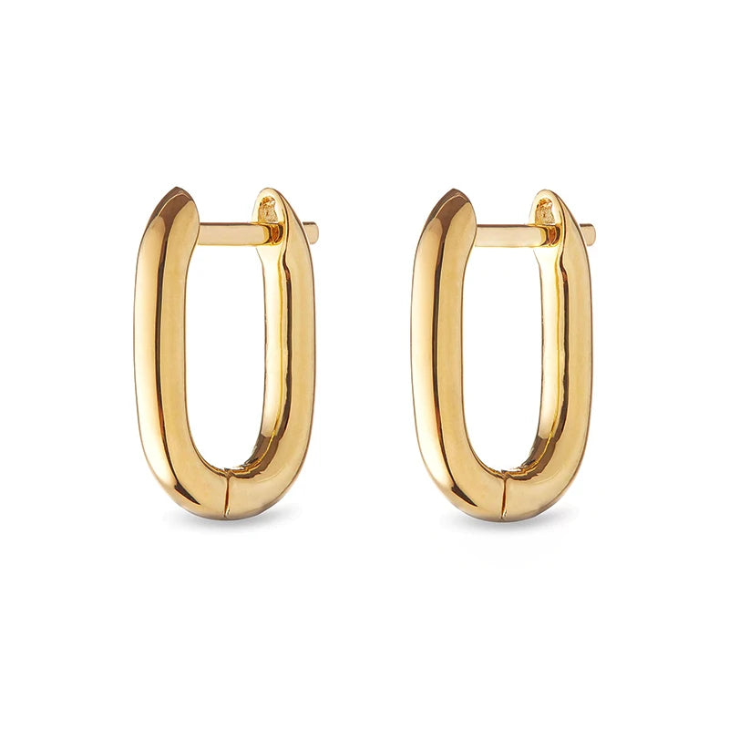 Milskye Minimalist 925 Sterling Silver 14k Gold Filled Link Huggie Earrings
