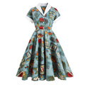 Short Sleeve 50s 60s Retro Rockabilly Vintage Dress CTD2111# Cotton Summer Floral Print Women Dress
