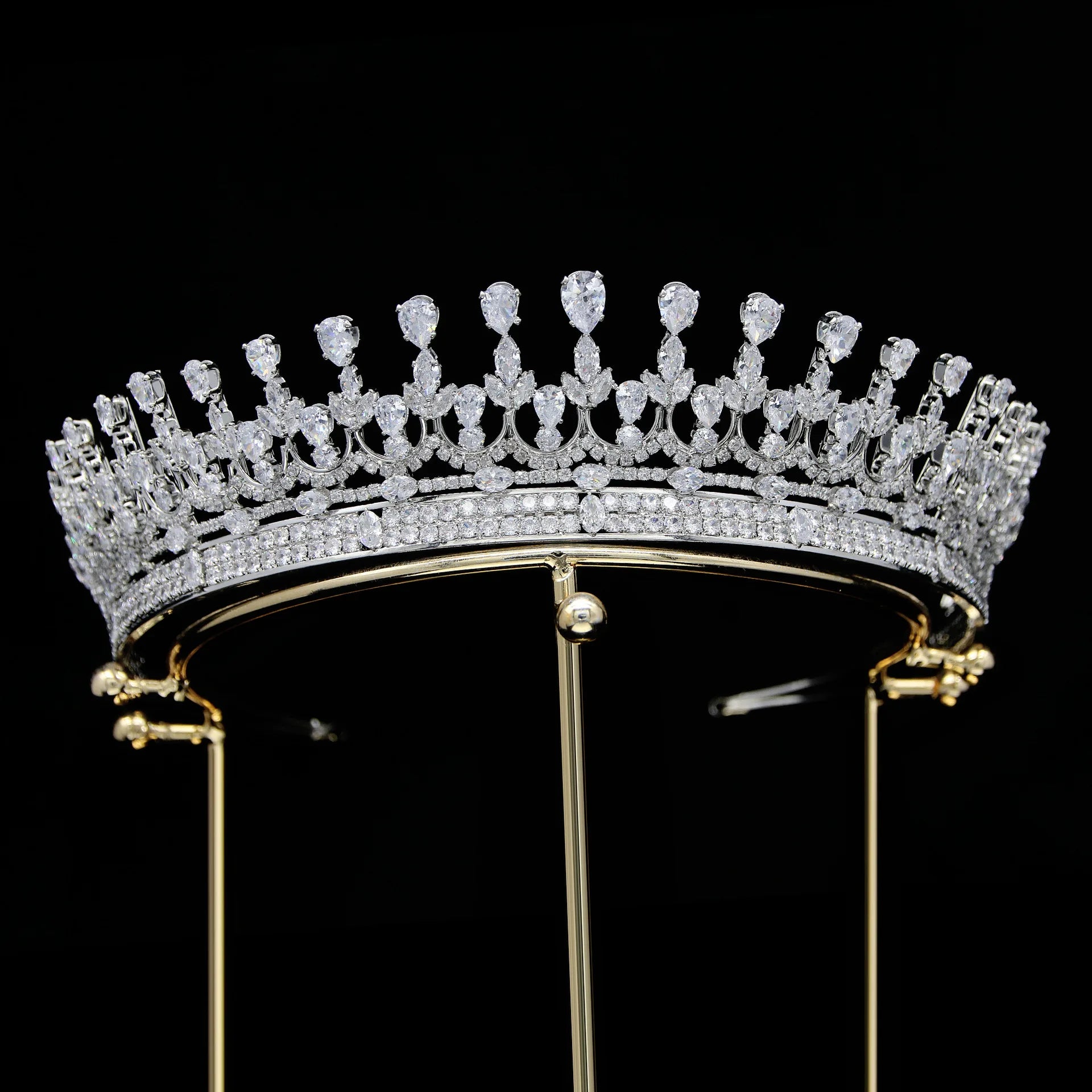 Miallo Wholesale Korean Bridal Wedding Hair Accessories Pageant Luxury Zircon Tiara Crown for Women
