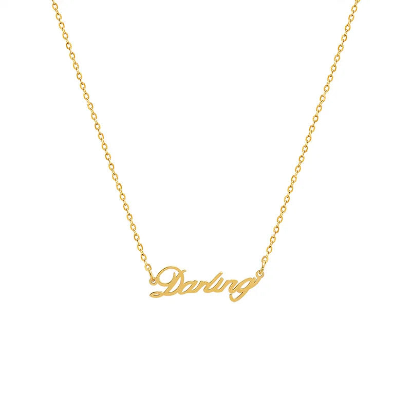 Fatingna Stainless Steel Bracelet Fashion 18k Gold Custom Jewelry Any Language Font Baby Girl Mom Name Necklace 2025