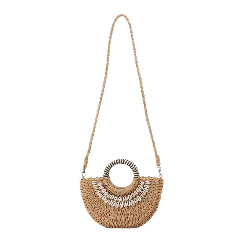 Top Handle Women Straw Crossbody Bag Women Shoulder Bag Summer Beach Purse