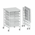 Folding Storage Rack 4 Layers Drawer-type Trolley Metal Square Shelf With Wheel Storage Rack for Kitchen Bedroom