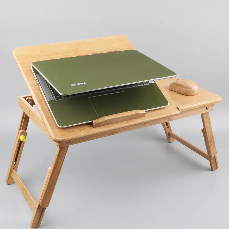 Bamboo Laptop Desk Wood Folding Computer Table Lap Desk Bambu Notebook Tablet PC Stand Bed Tray