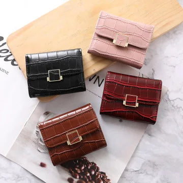 Yamo Fashion Minimalist Zipper Crocodile PU Leather Women Credit Card Holder Slim Wallet
