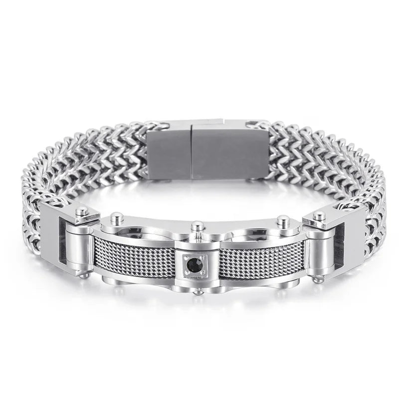 New Fashionista Creative Gold Stainless Steel Men's High-quality Inlaid Zircon Bracelet