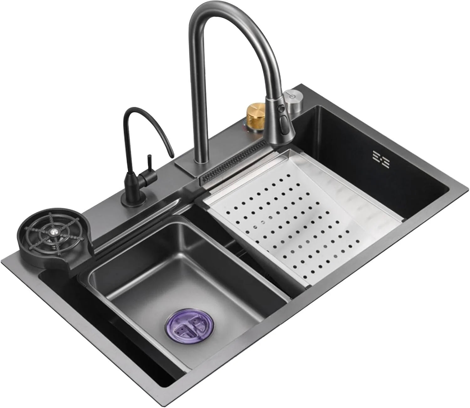 Modern Stainless Steel Wash Vegetables Single Bowl Deeply Kitchen Sink with Dish Rack