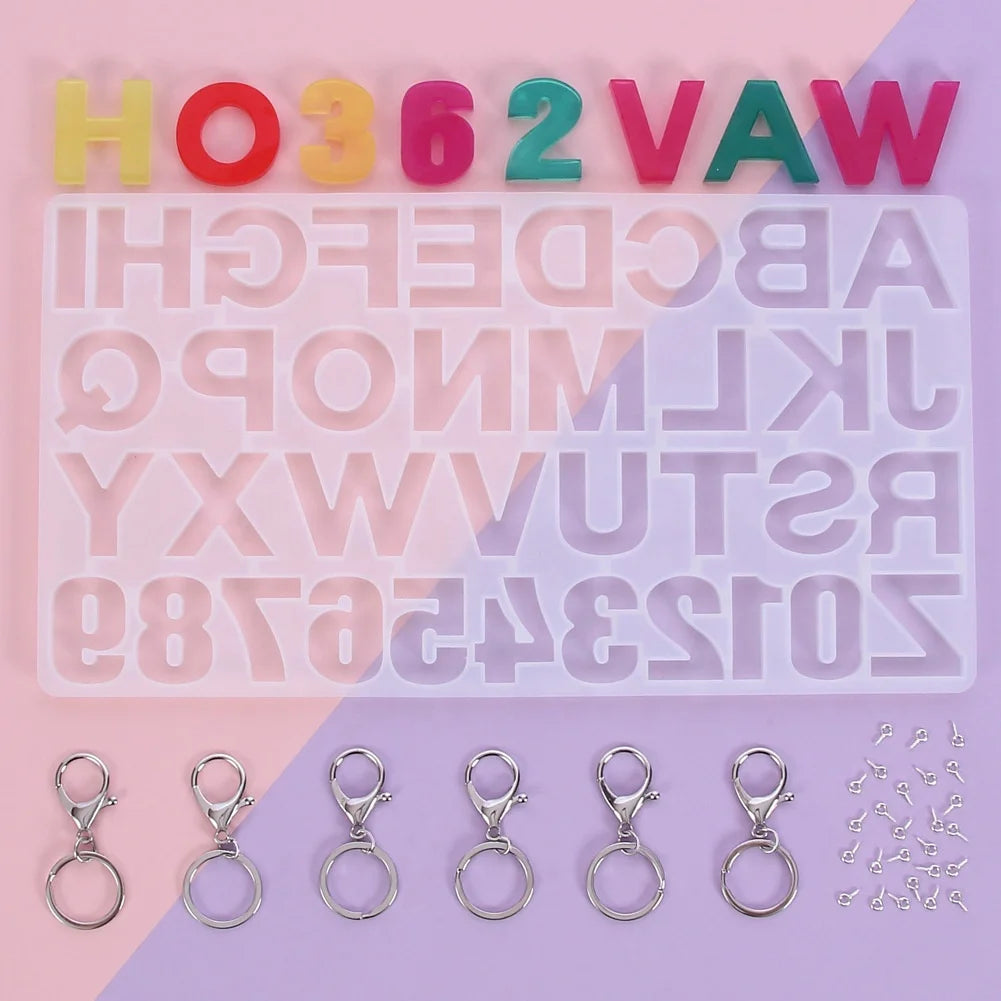 Wholesale Small Alphabet Letter & Number Silicone Multipurpose Mould Transparent Crystal Epoxy Resin for Cake Tools DIY Casting