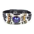 Leather Alloy Knitting 12 Signs Zodiac Adjustable Three Layers Bracelet ZU035