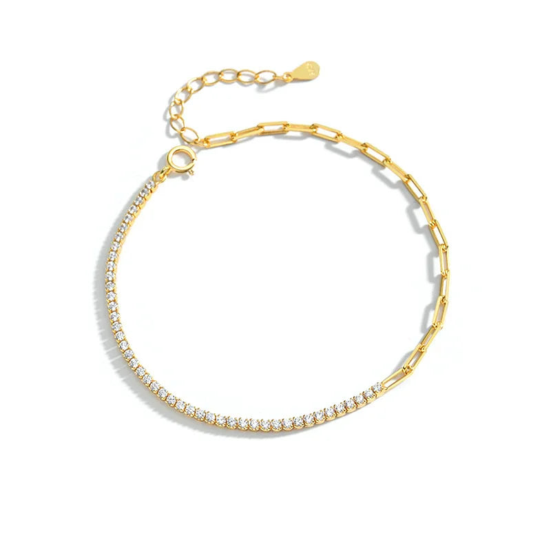 925 Sterling Sliver Luxury Chain Splicing Zircon Bracelet Temperament Tennis Bracelet for Women