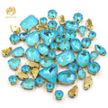 New Arrival 3D Sew-on DIY Rhinestones AB Mocha AB Color Mixed Shape Glass Rhinestones with Claws Loose Type for Sea Blue Designs