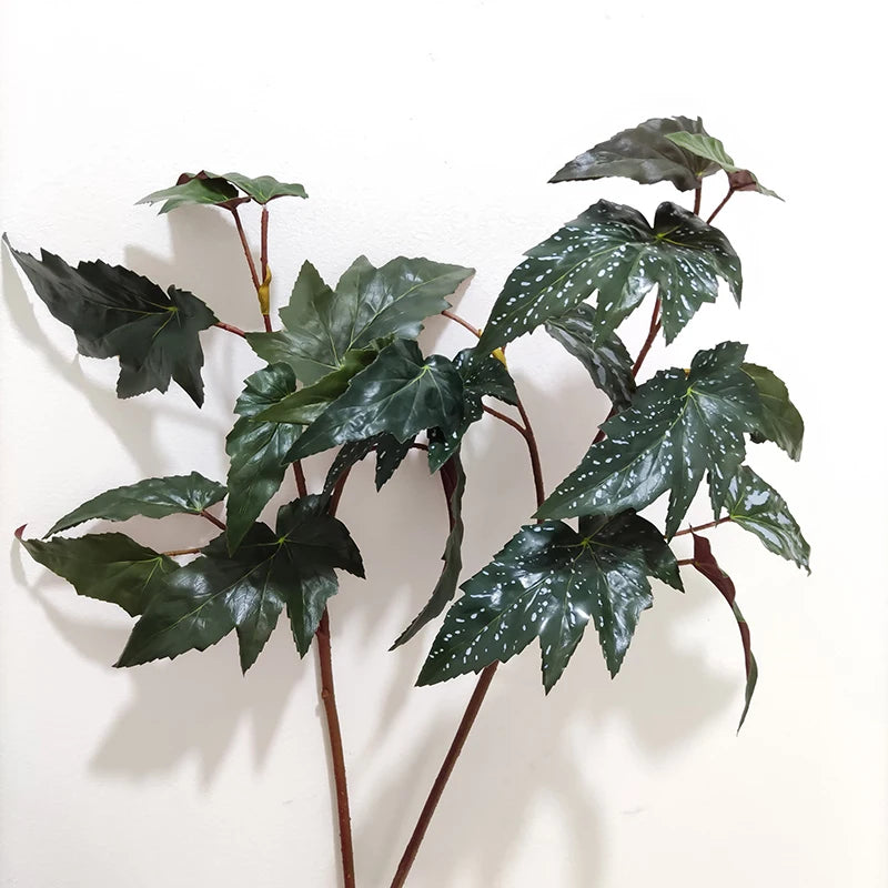 High Simulation Faux Greenery Real Touch Begonia Leaves Latex Artificial Plant Eco-Friendly Waterproof Christmas Graduation Home