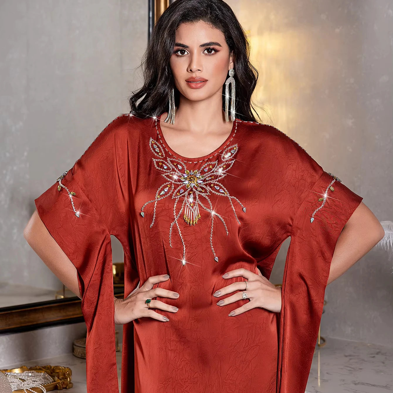 EID Rmadan 2025 New Desgin Women's Dresses Evening Gown Party Dresses Elegant Sequin Tassels Top Maxi Long Dress