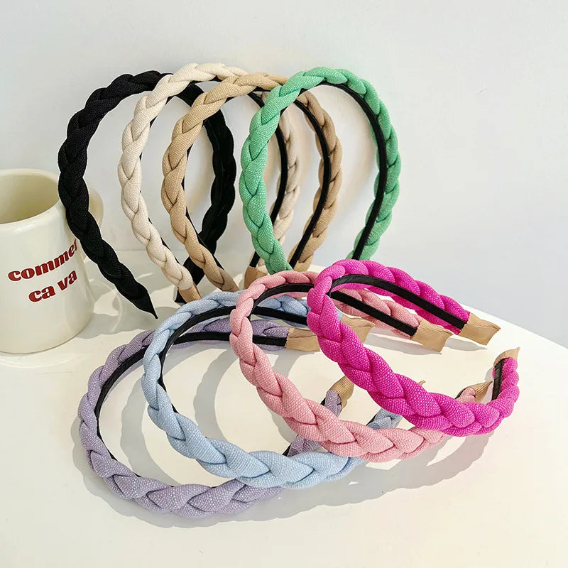 Ins Korean Style Fabric Headbands Simple Pure Color Twist Braided Headbands for Women