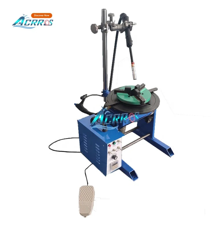 Timing CNC Loading 50kg Welding Positioner Rotary Table with 200mm Chuck and Torch Holder