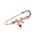 ROMANTIC New Arrival Custom Decorative Gold Plated Rhinestone Safety Pin Shape Brooches
