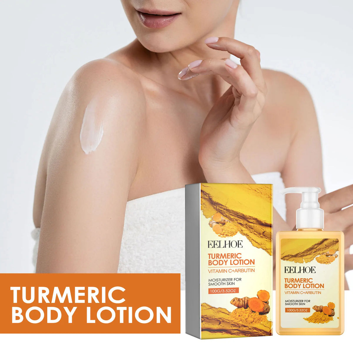Hot Sale EELHOE Turmeric Body Lotion Smoothing Skin Moisturizing Brightening Vitamin C Arbutin Body Lotion Cream