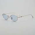 High Quality Beach Pure Titanium Cat Eye Light Blue Small Round Frame Popular Lightweight Women's UV400 Sunglasses Trend 2024