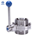 Aohoy Food-Grade 304 316 Wholesale OEM Suppliers Sanitary DN 11850 11851 External Thread Manual End Butterfly Valve Manufacturer
