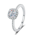 Classic Luxury 1 Carat Diamond Rings Shiny 925 Sterling Silver Engagement Promise Band Square Moissanite Wedding Ring for Women