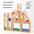 2025 Montessori Cognitive Building Blocks Wood Transparent Color Acrylic Rainbow Assembled Educational Toys for Young Children