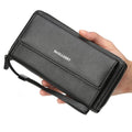 Best Selling Men's Stylish Clutch Long Wallet Fancy Multipurpose New Design Zipper Closure Polyester Lining Decorated Letter
