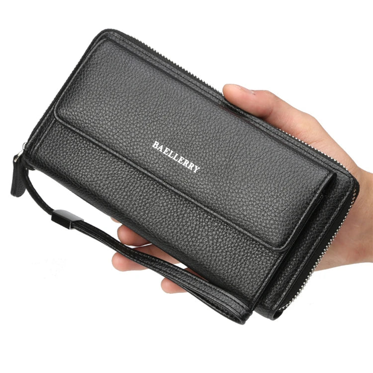 Best Selling Men's Stylish Clutch Long Wallet Fancy Multipurpose New Design Zipper Closure Polyester Lining Decorated Letter