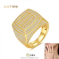VVS Moissanite Ring for Men Hip Hop Style S925 Sterling Silver Gold Plated Engagement Jewelry