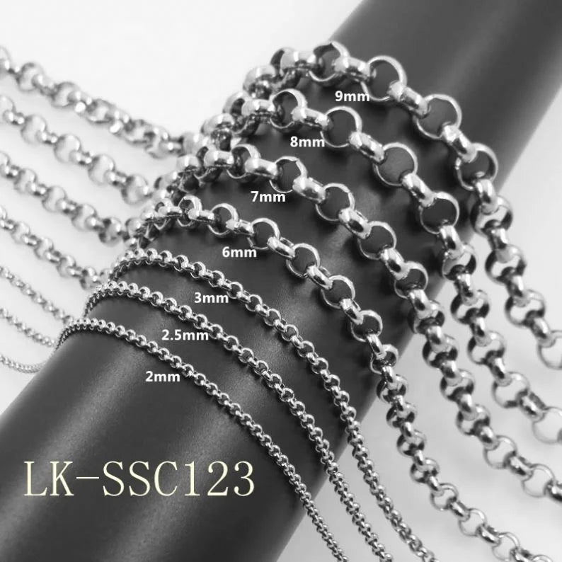 Customizes 2/2.5/3/6/7/8/9mm 20-100cm Stainless Steel O Chain Necklace for Man Women Fashion Jewelry Pendant Necklace