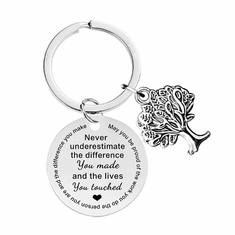 Ywganggu Teacher Gifts Wholesale Stainless Steel Round Customize Gift for Teacher Key Chain Souvenir Metal Letter Keychain