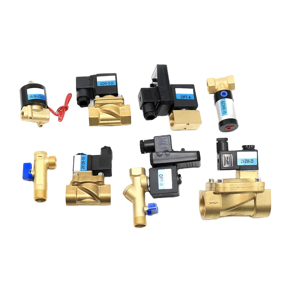2W025 2 Way 2 Position Water Solenoid Valve Normally Close Pneumatic air Control Valve Brass Stainless Steel Body 220v 24v 12v