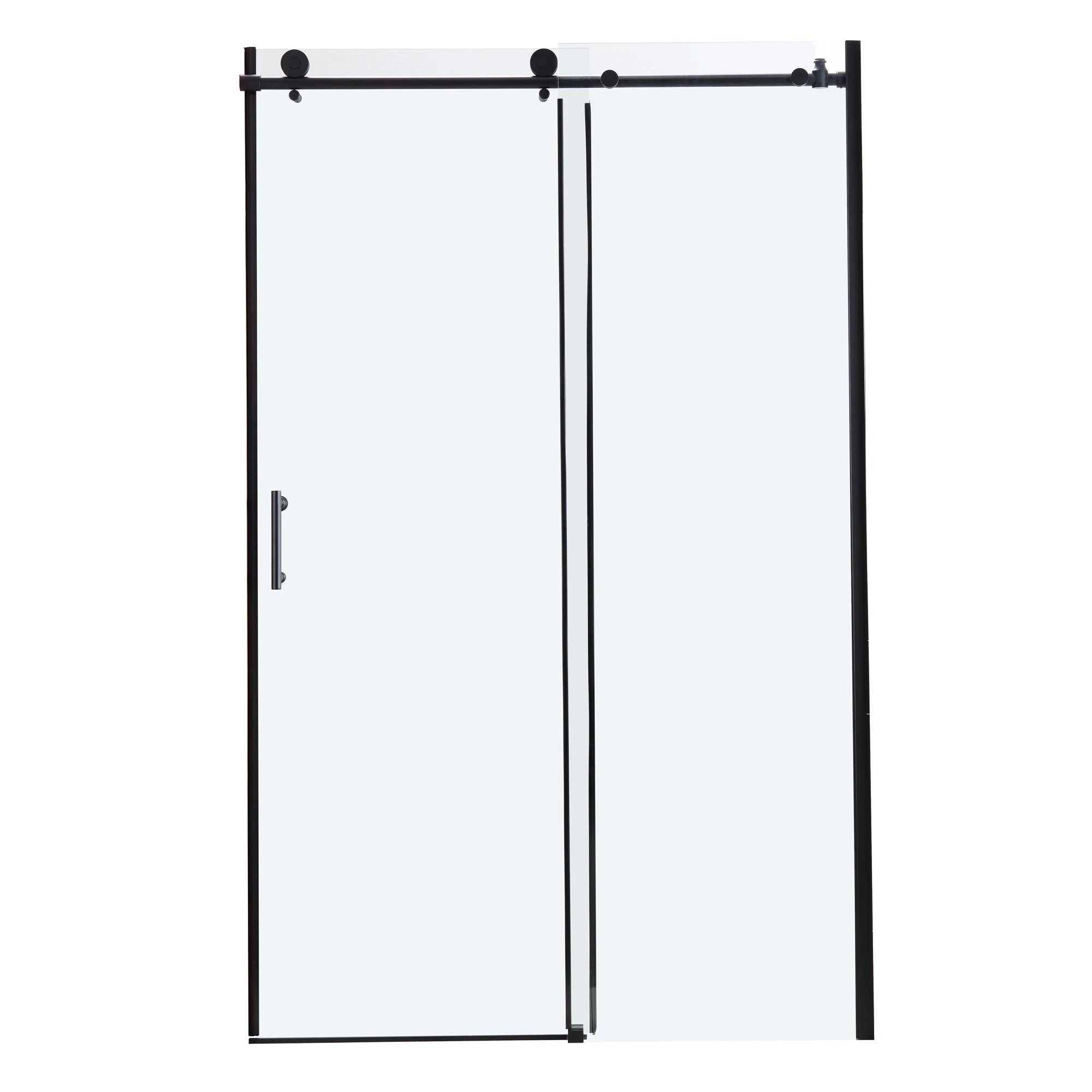 48" X 76" Shower Door Clear Tempered Glass Framed Shower Screen Glass Semi Frameless Single Sliding  Shower Door