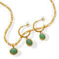 Joolim 18K Gold Plated Natural Green Agate Pendant Necklace Stainless Steel Necklace Jewelry Wholesale