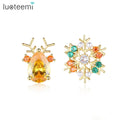 LUOTEEMI Trending Irregular Unique Popular Stud Different Pair Hot Selling Charm Cute Christmas Earrings
